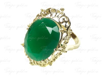 Кольцо "Лена" с зеленым камнем под изумруд