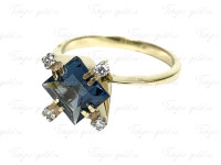 Кольцо золотое с лондон топазом и бриллиантами