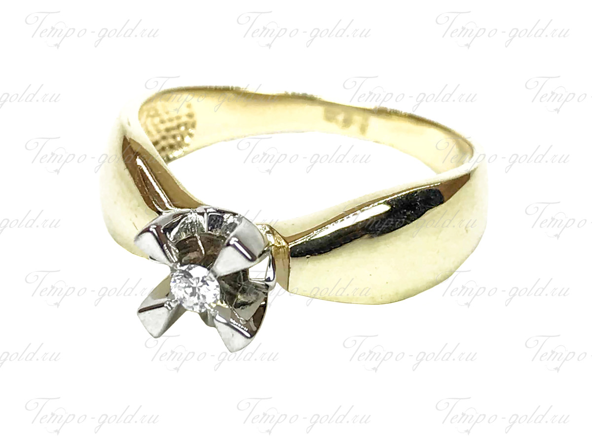 Кольцо "Солитер" с якутским бриллиантом из золота