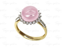 Кольцо золотое "Рассвет" с розовым кварцем и бриллиантами