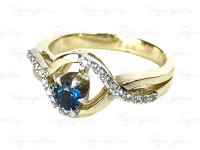 Кольцо с лондон топазом и бриллиантами из золота